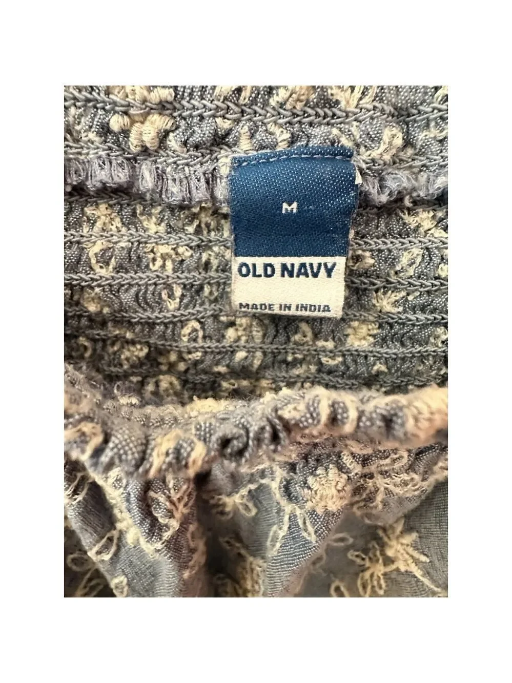 Old Navy Embroidered Puff Sleeve Baby Doll Top Peasant Size Medium Blue Boho